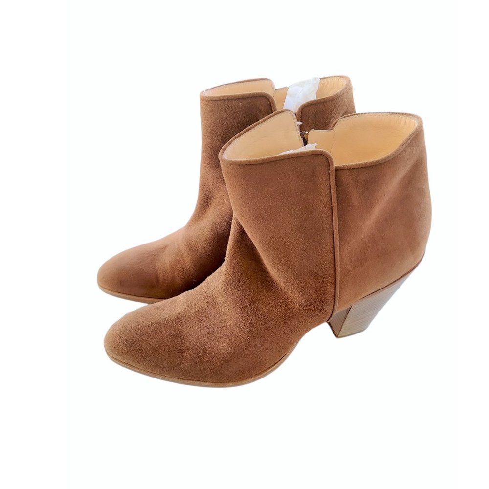 BARNEY'S NEW YORK Women's Suede Brown Zippered Ankle Boots Booties Size 40 Italy